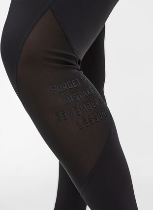 Cropped exercise leggings with mesh, Black, Model image number 2