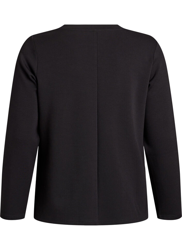 Jersey blouse with round neck, Black, Packshot image number 1