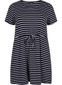 Striped tunic in cotton with short sleeves