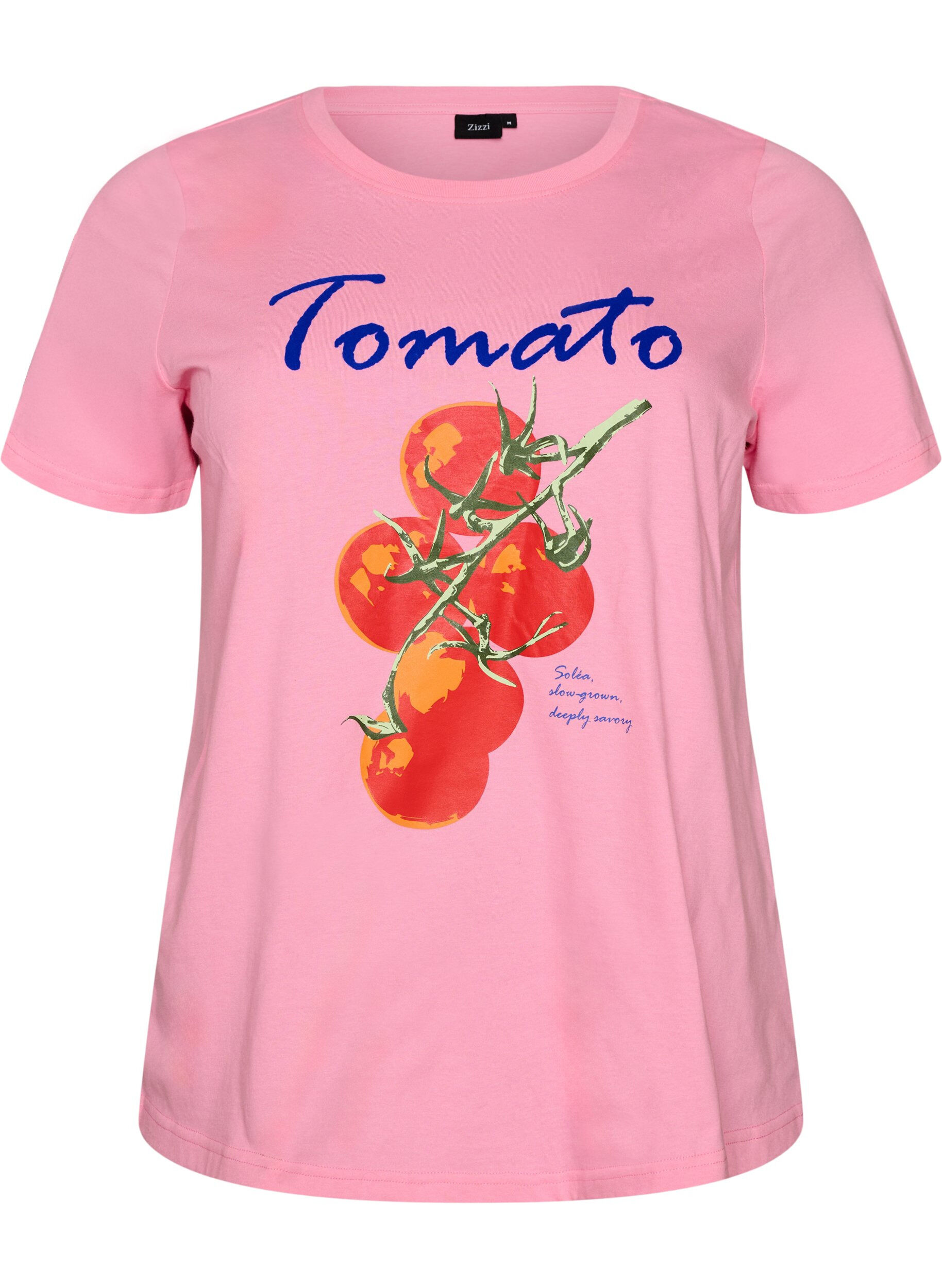 ZizzifashionOrganic cotton T-shirt with tomato print, Pink, Packshot image number 0