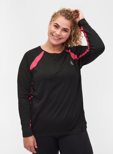 Ski base layers top with long sleeves, Black, Model image number 0