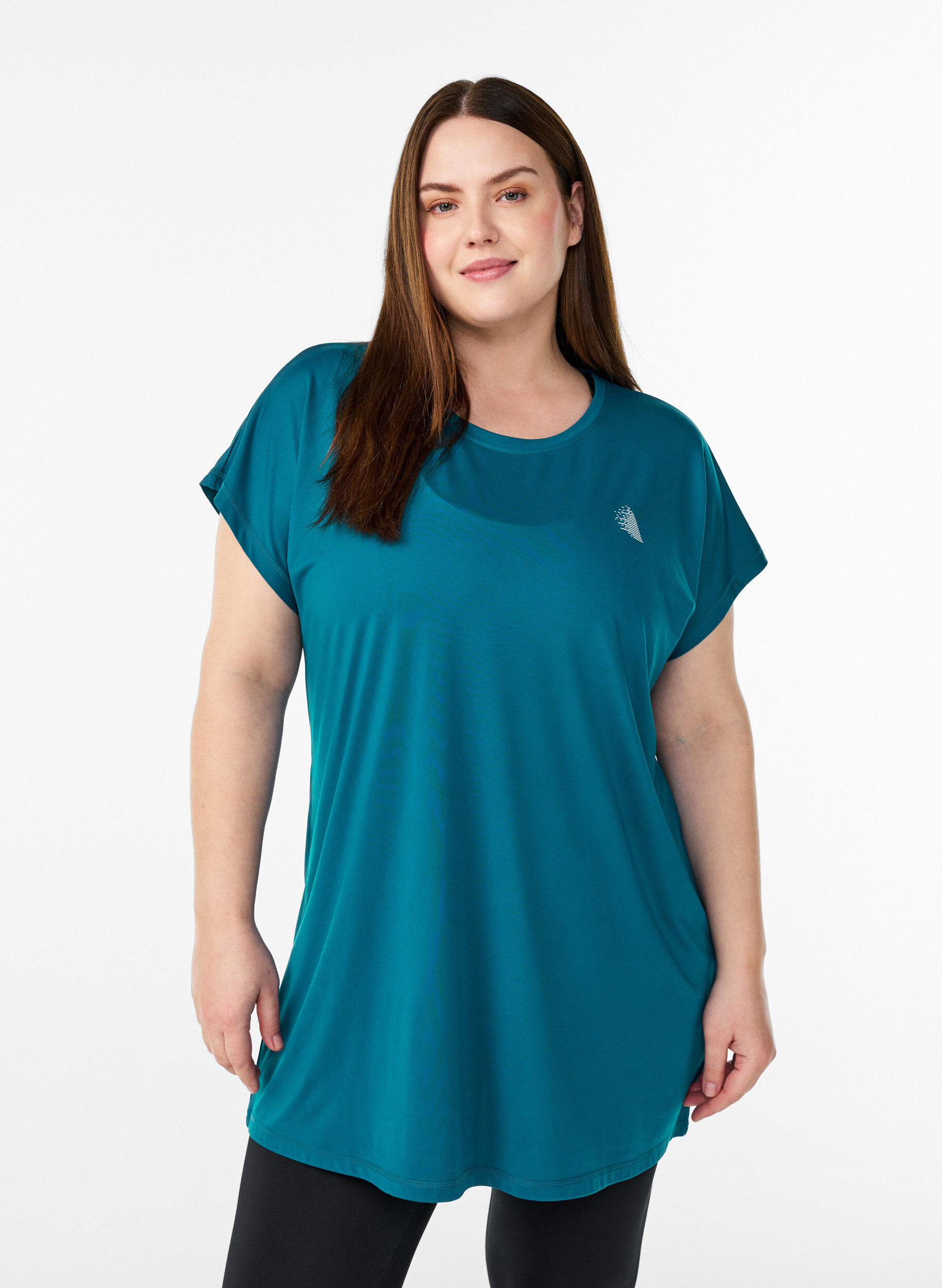 Long training t-shirt, Green, Model