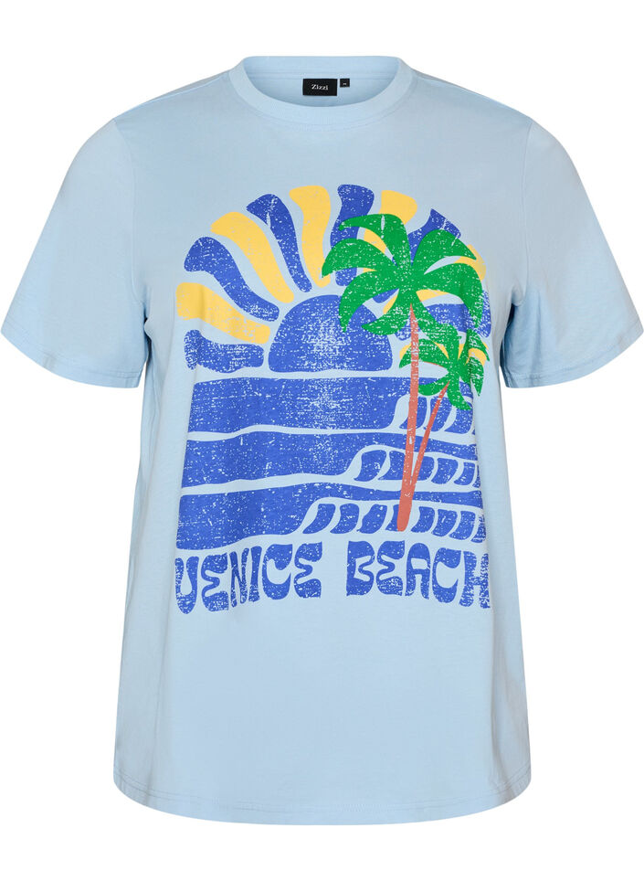 Cotton T-shirt with print, Blue, Packshot image number 0