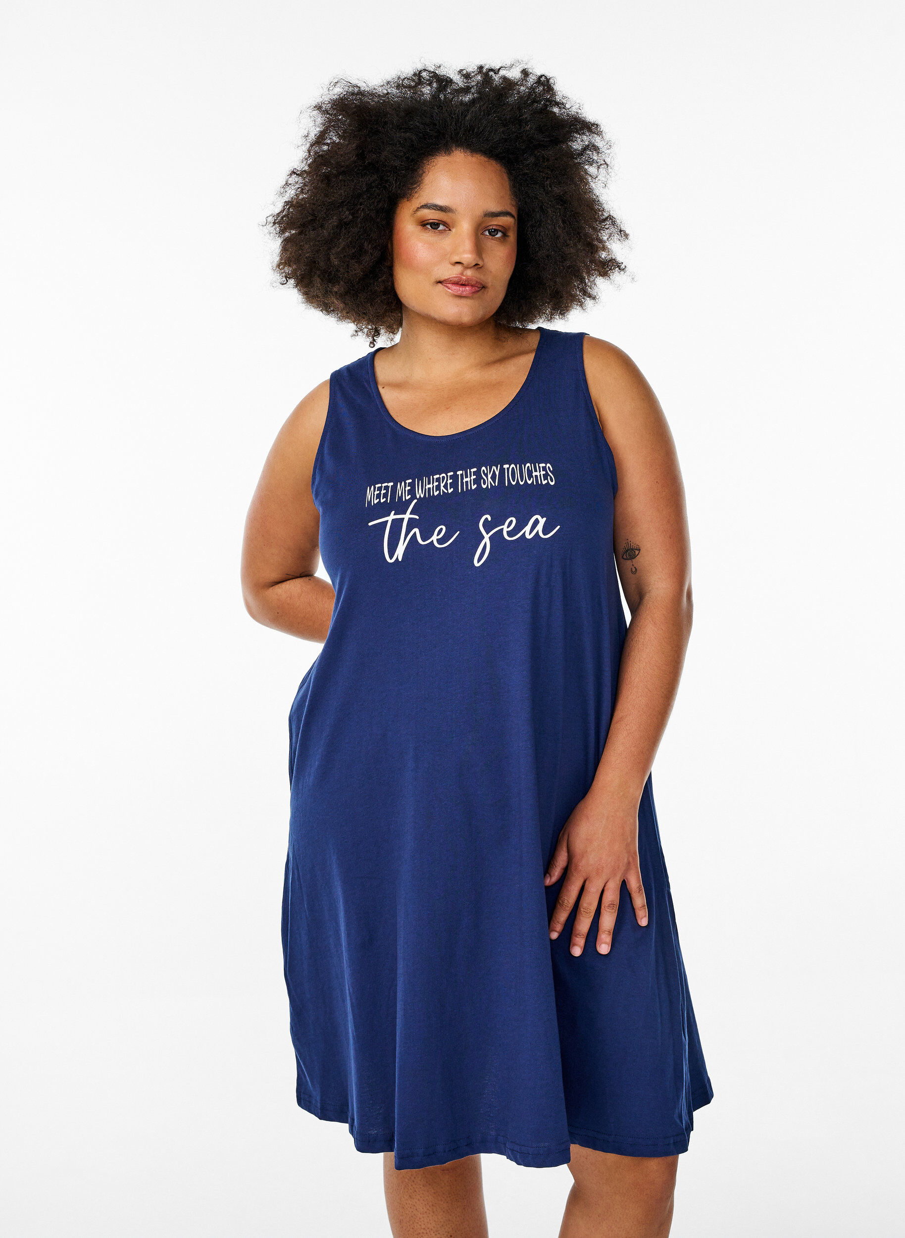 ZizzifashionSleeveless A-line dress, Blue, Model image number 0