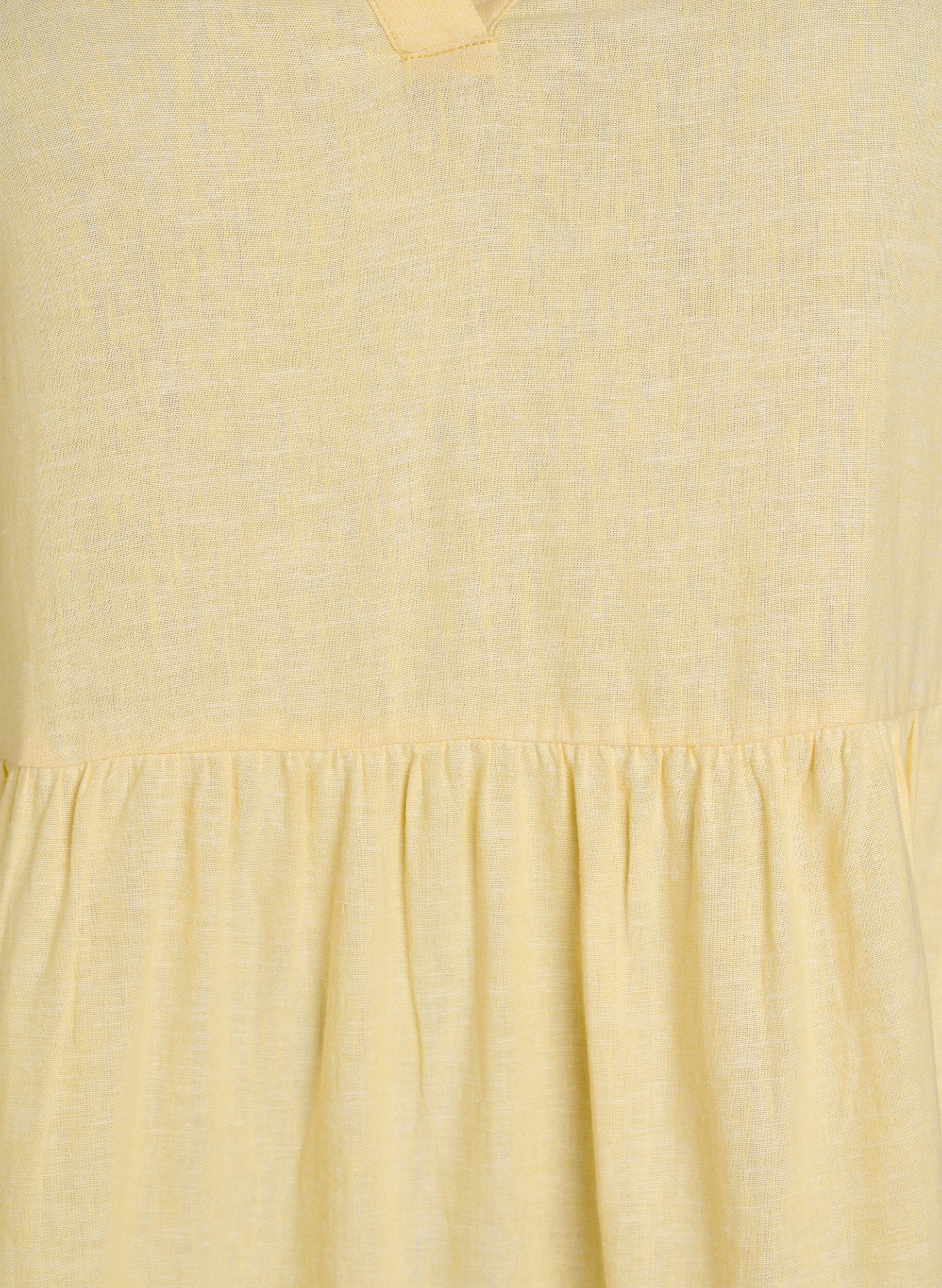 Zizzifashion Knee-length A-line dress in linen and viscose, Yellow, Packshot image number 2