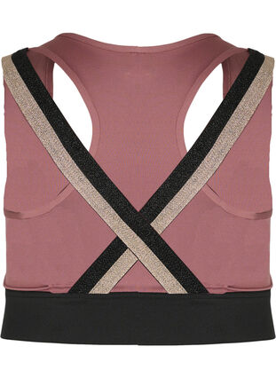 Sports bra with glitter and cross back, Rose Taupe, Packshot image number 1