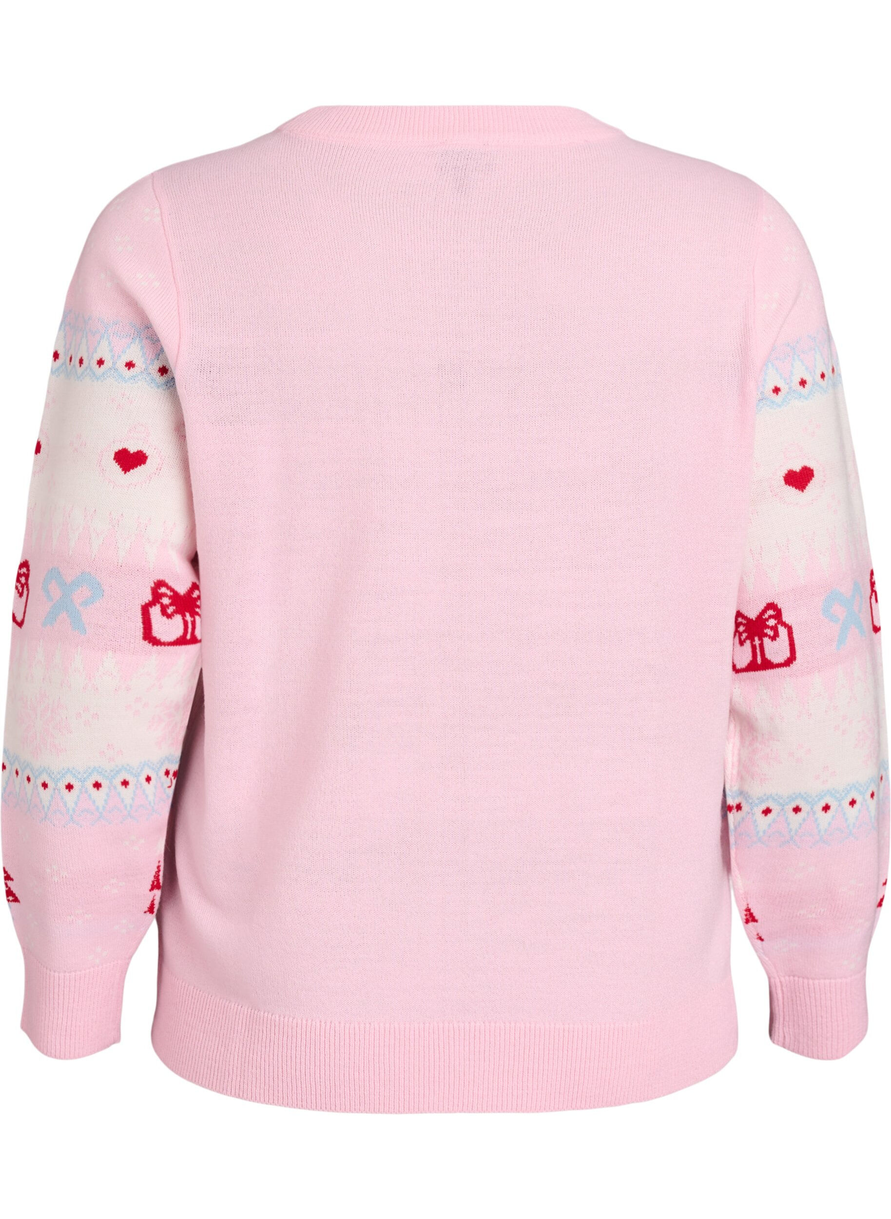 Zizzifashion Knit blouse with Christmas motif, Pink, Packshot image number 1