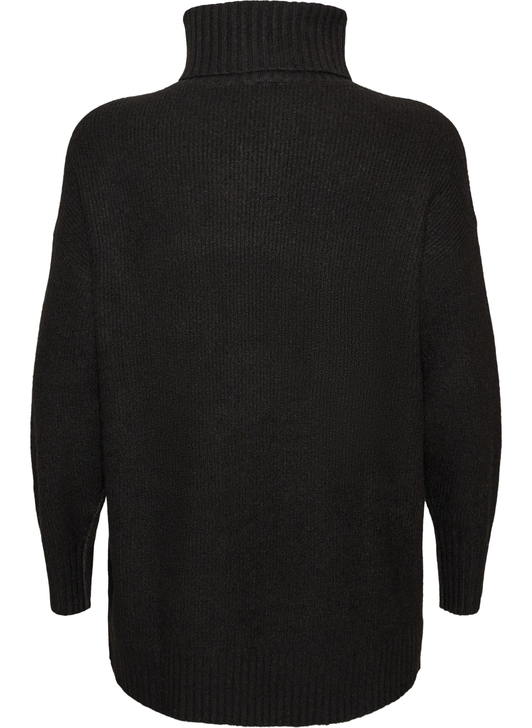 ZizzifashionLoose knit jumper with a turtleneck, Black, Packshot image number 1