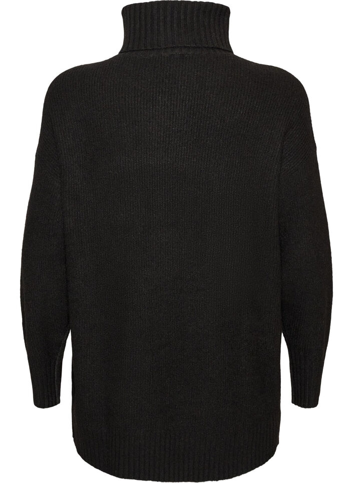 Loose knit jumper with a turtleneck, Black, Packshot image number 1