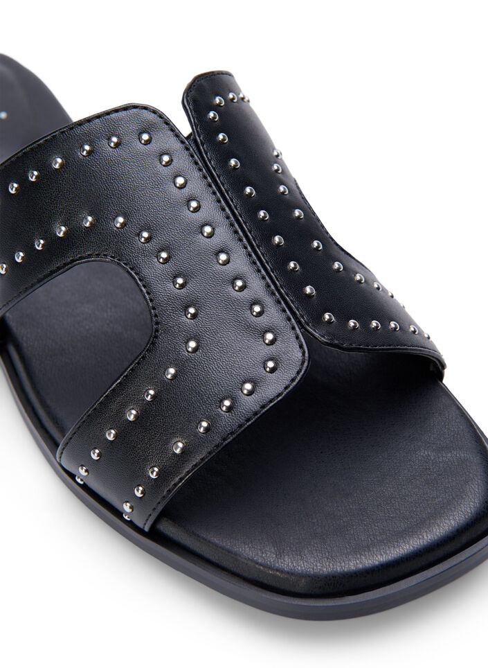 Flat sandals with studs, Black, Packshot image number 3
