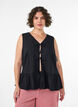 Sleeveless blouse with texture and a tie fastening, Black, Model image number 0