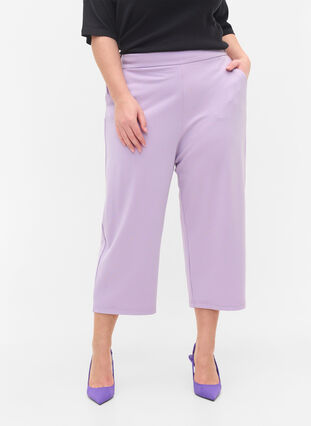 Plain-coloured culottes with pockets, Orchid Bloom, Model image number 2