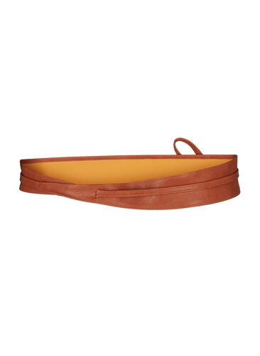 Waist belt in faux leather, Brown, Packshot image number 1