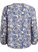 Long-sleeved blouse with pattern and buttons, Blue, Packshot image number 1