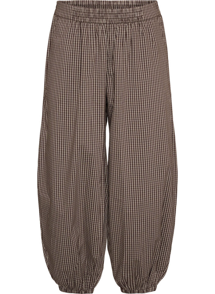 Balloon trousers with a high waist and all-over pattern, Brown, Packshot image number 0