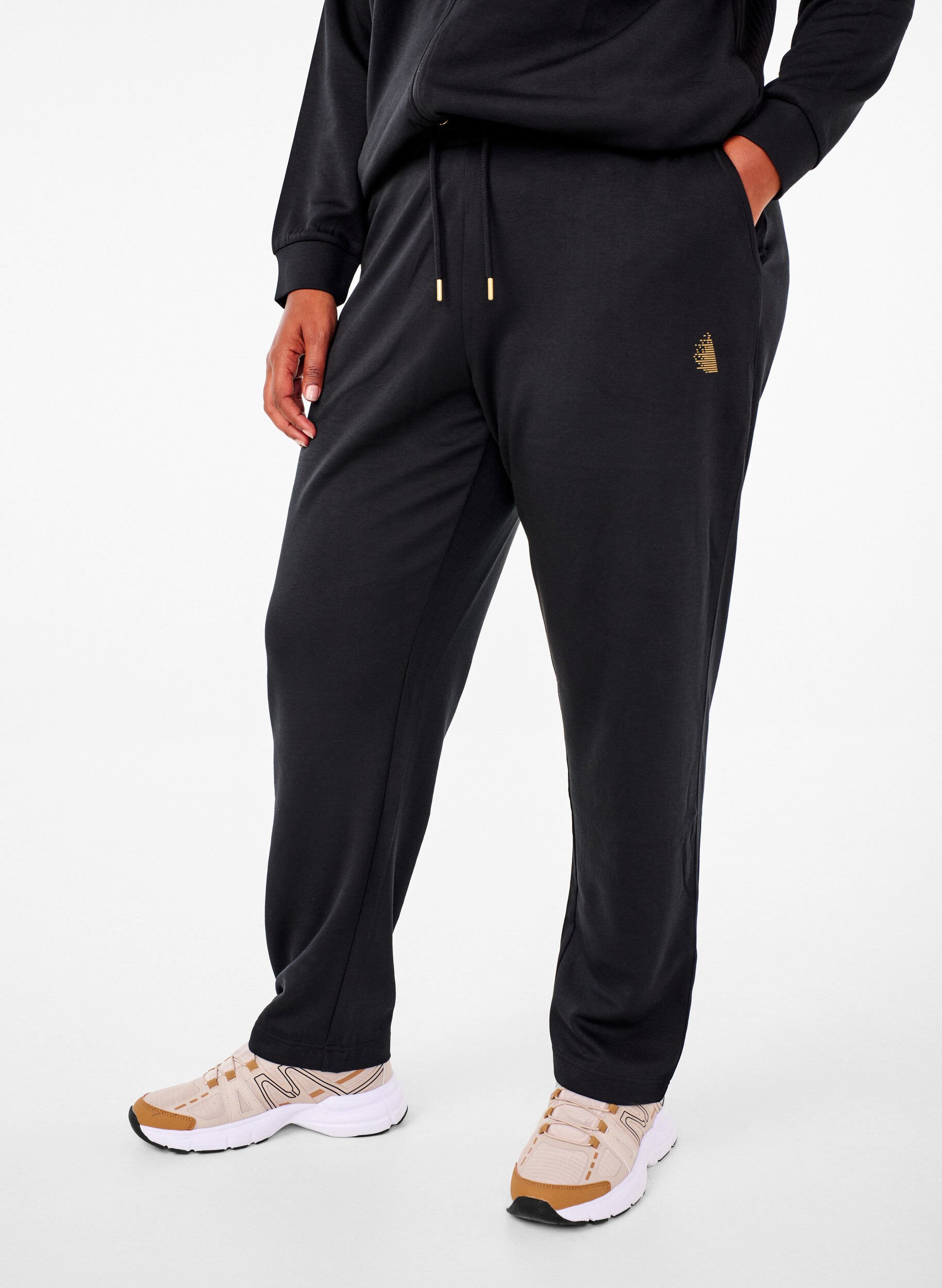 Zizzifashion Sweatpants with pockets and high waist, Black, Model image number 0