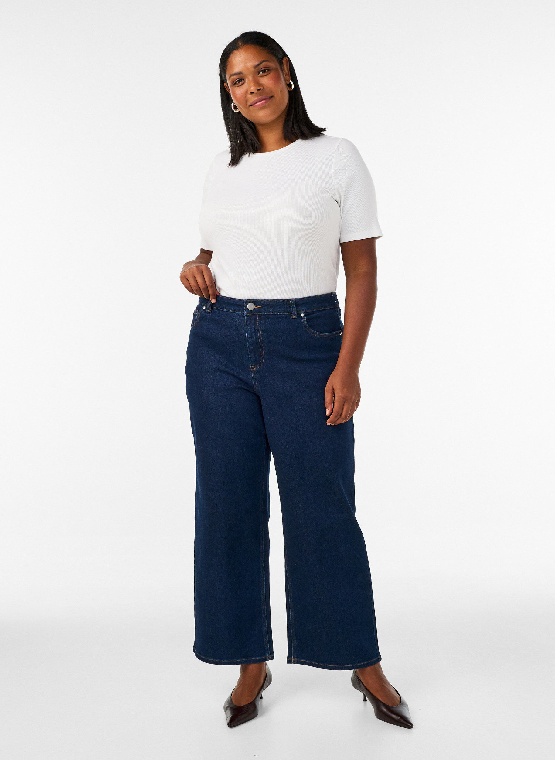ZizzifashionMyra jeans with high waist and wide fit, Blue, Model image number 0