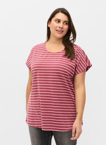 Cotton t-shirt with stripes, Apple Butter Stripe, Model image number 0