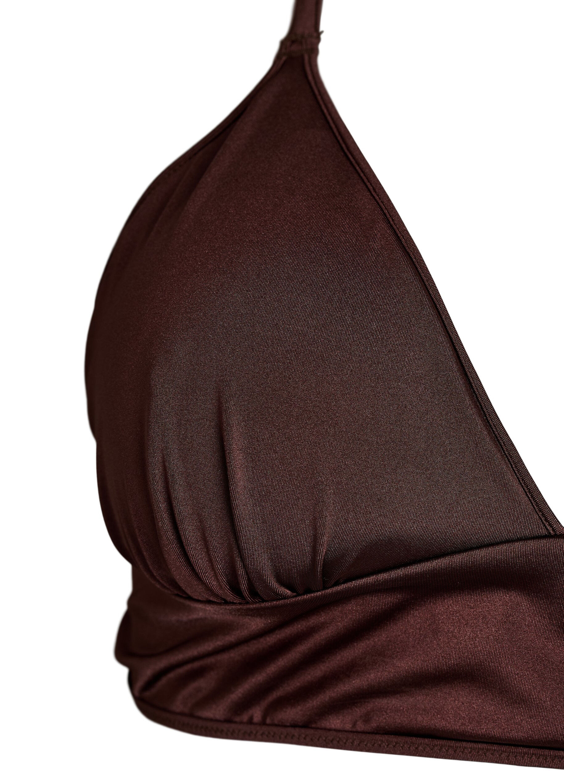 Zizzifashion Reversible bikini top with V-neck and cross-back straps, Brown, Packshot image number 2