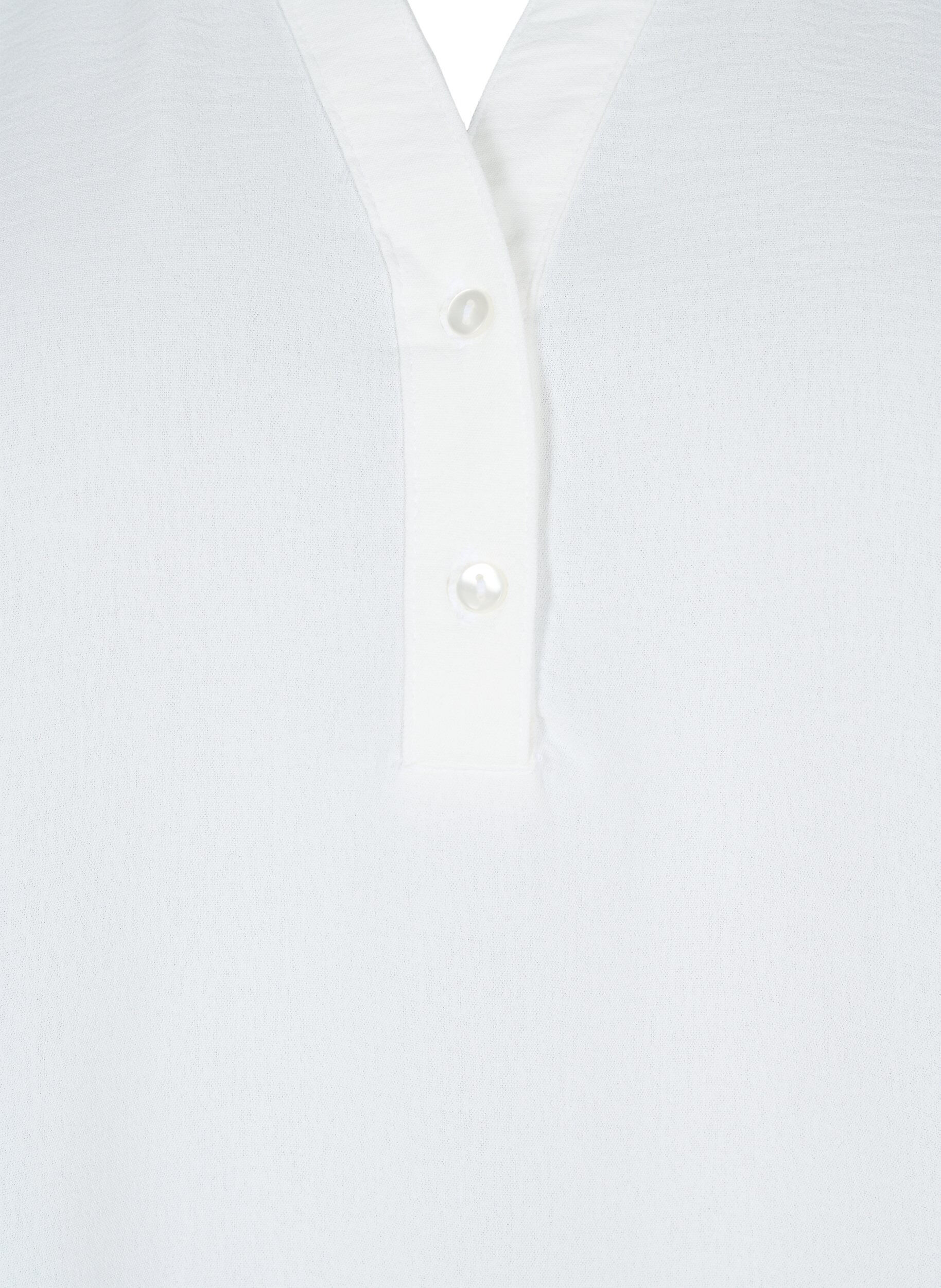 Zizzifashion Long-sleeved shirt blouse with V-neck, Bright White, Packshot image number 2