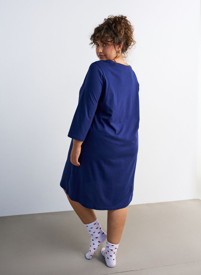 Nightdress in organic cotton with Christmas motif, Blue, Model image number 2