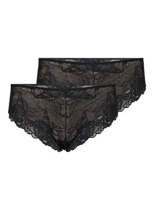 2-pack lace tai panties with regular waist., Black, Packshot image number 0