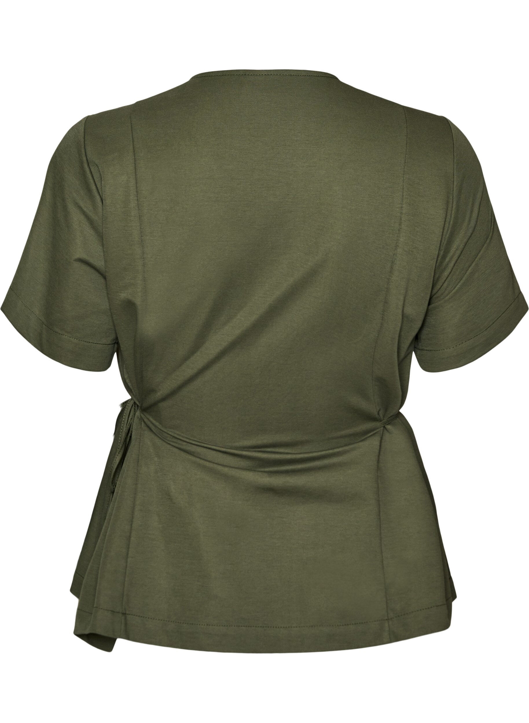 ZizzifashionBlouse in a cotton blend with a V-neck and tie-string, Green, Packshot image number 1
