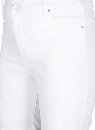 Tight fitting denim shorts with a high waist, Bright White, Packshot image number 2