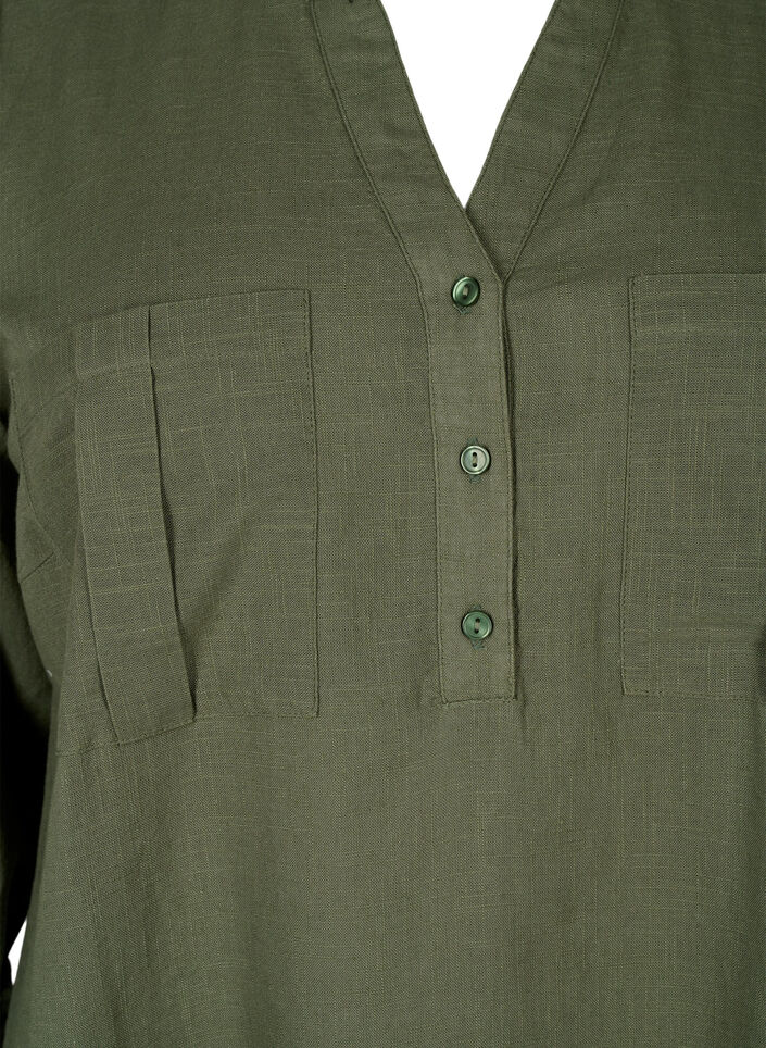 Tunic in cotton with 3/4 sleeves, Thyme, Packshot image number 2