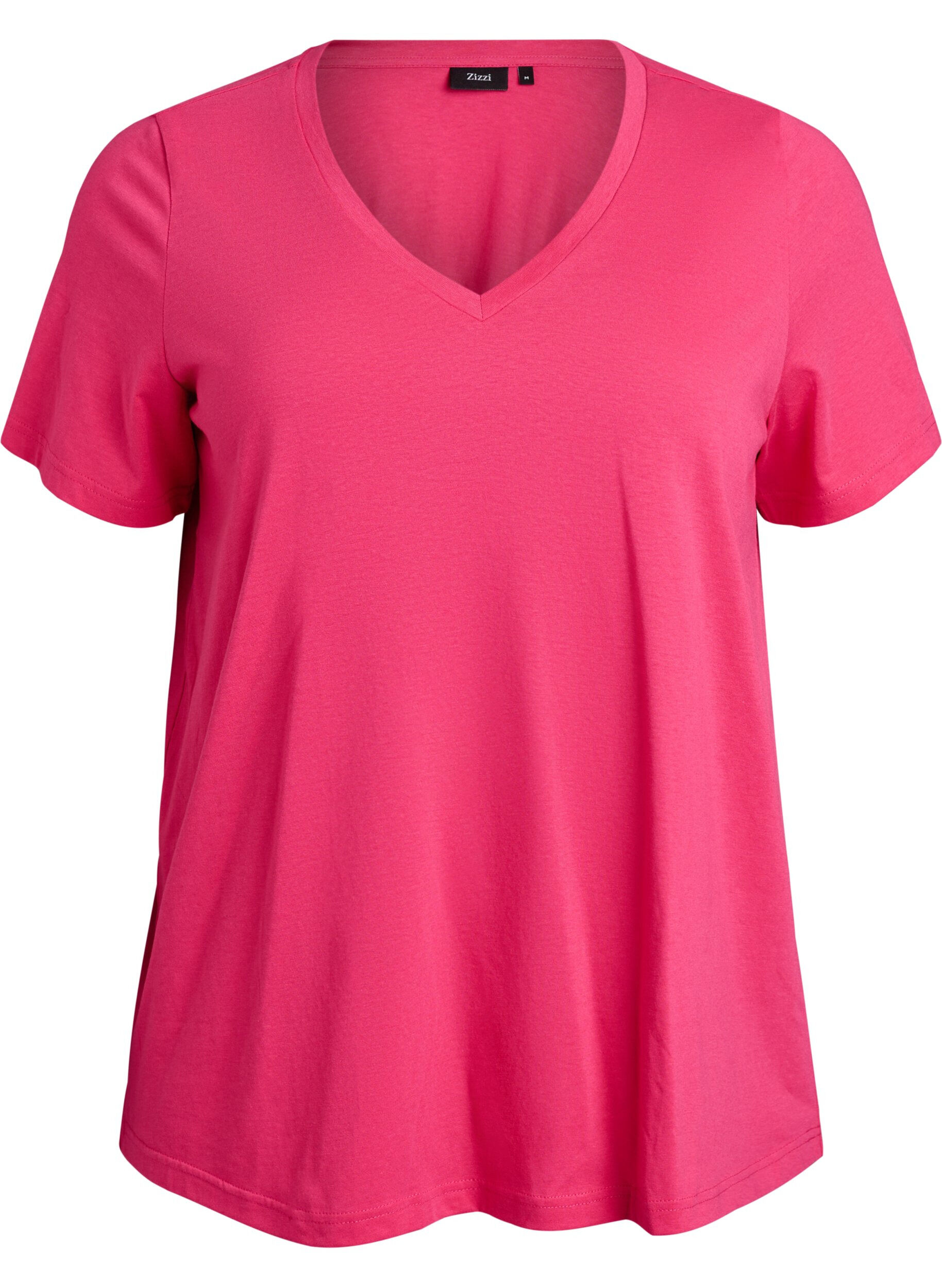 Zizzifashion Short-sleeved t-shirt with v-neck, Pink, Packshot image number 0