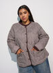 Quilted jacket with small checks and contrast trim, Brown, Model image number 0
