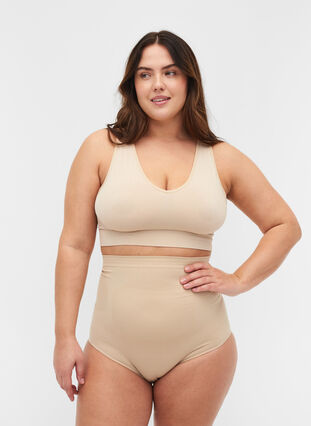 High-waisted shapewear knickers, Nude, Model image number 0