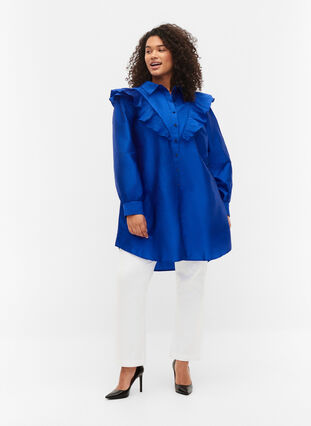 Solid colored shirt with ruffle detail, Surf the web, Model image number 2