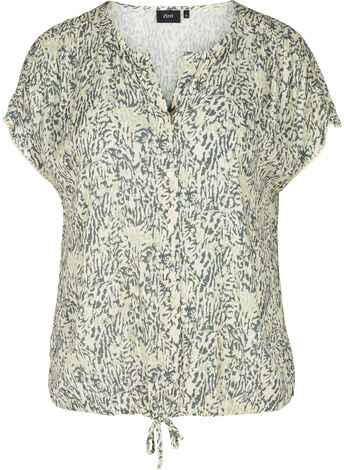 Printed short-sleeved viscose blouse