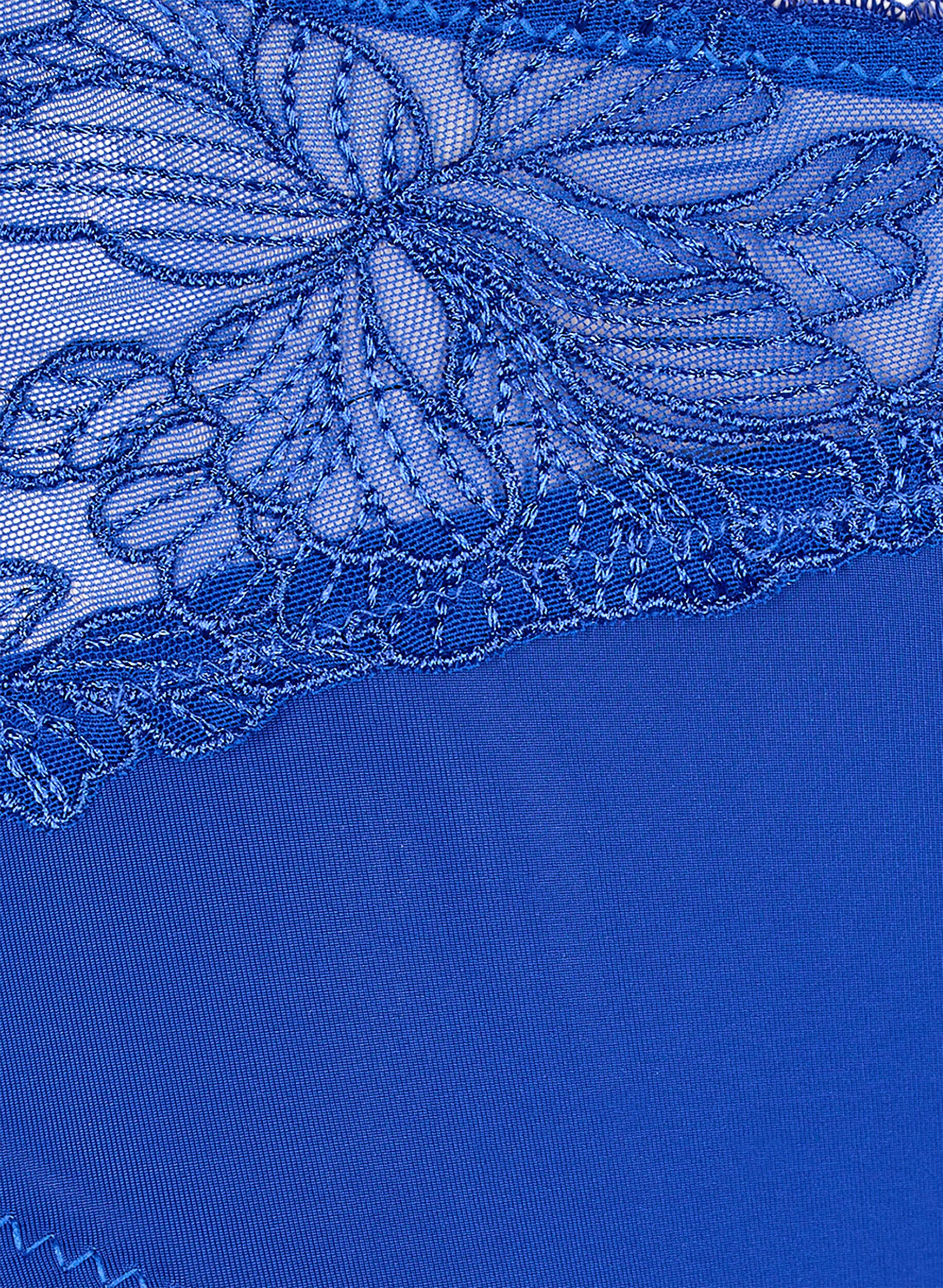 Zizzifashion Microfiber panties with floral lace, Blue, Packshot image number 2