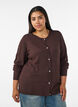 Knitted cardigan with heart eyelet embroidery, Brown, Model image number 0