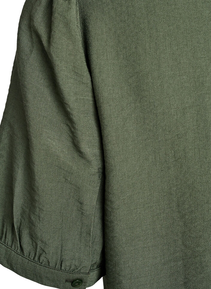 Viscose blouse with 1/2 sleeves, Green, Packshot image number 3