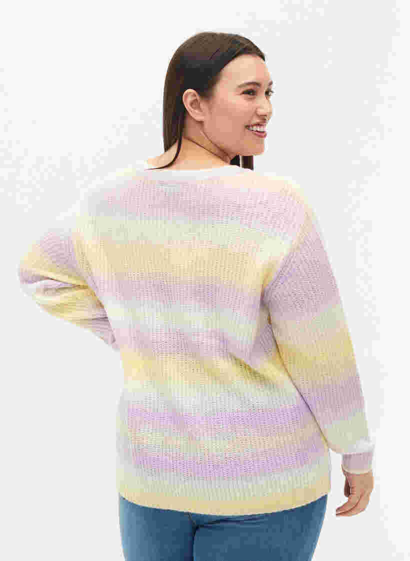 Knitted jumper with v-neckline, Lavender Comb., Model image number 1