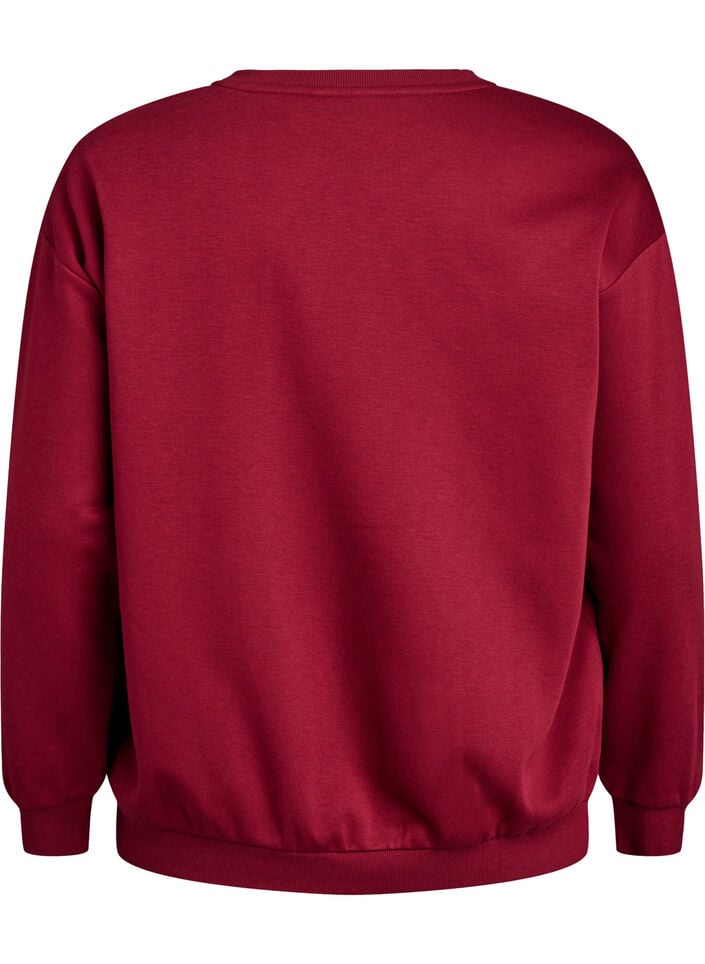Sweatshirt with terry text, Dark Bordeaux, Packshot