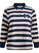 Striped polo shirt with terry detailing, Birch w. Navy, Packshot image number 0