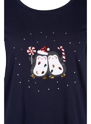 Christmas t-shirt in cotton, Navy Blazer Penguin, Packshot image number 2