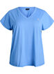 Loose training t-shirt with v-neck, Blue, Packshot image number 0