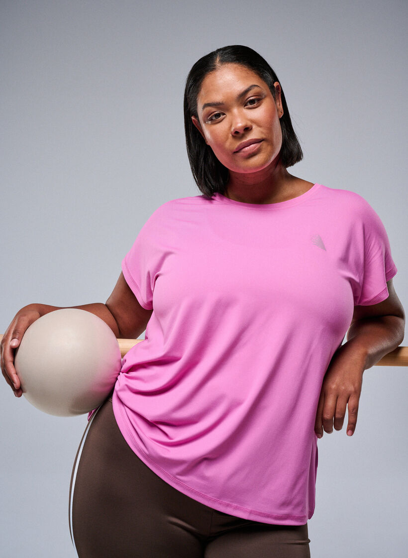 Solid-coloured workout T-shirt, Pink, Image image number 0