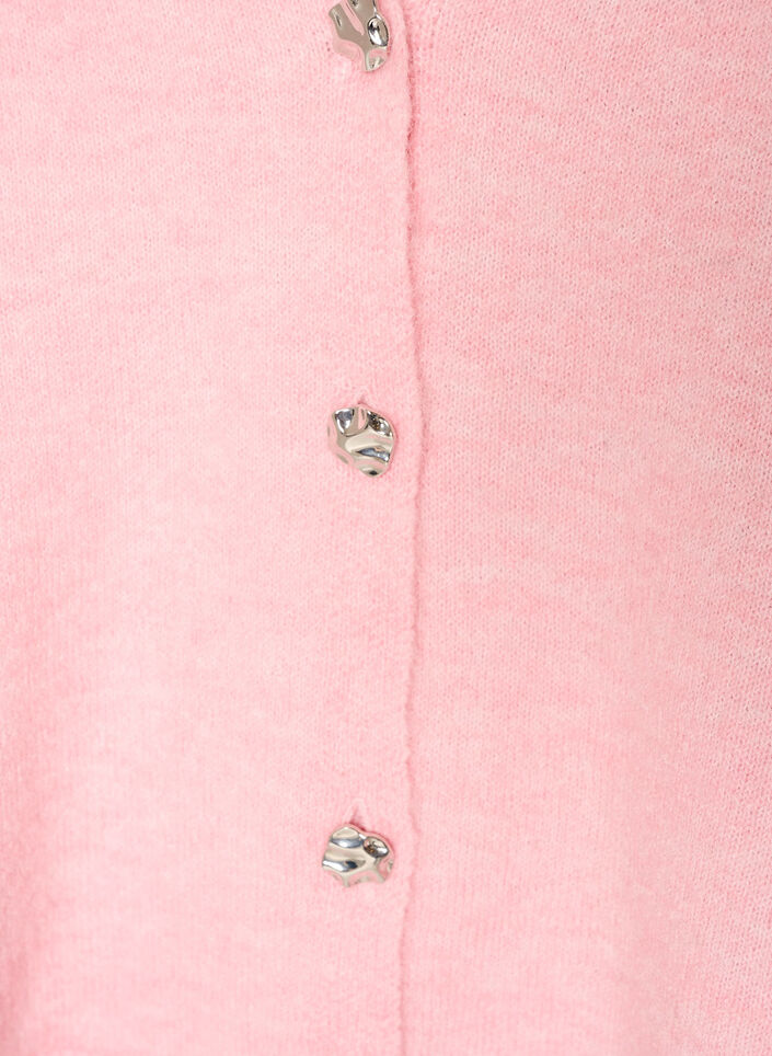 Knitted vest with V-neck and decorative buttons, Pink, Packshot image number 2
