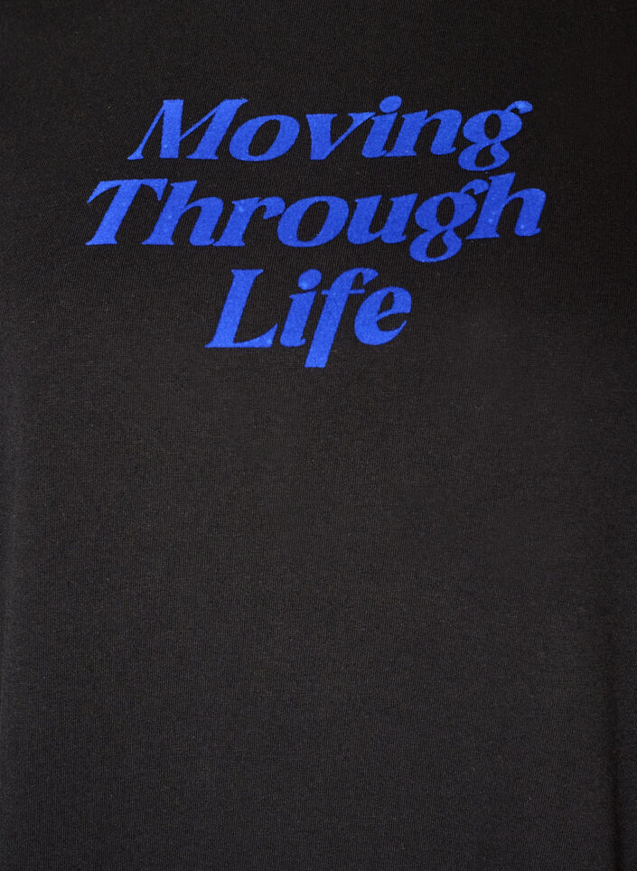 Cotton T-shirt with text print, Black, Packshot image number 2