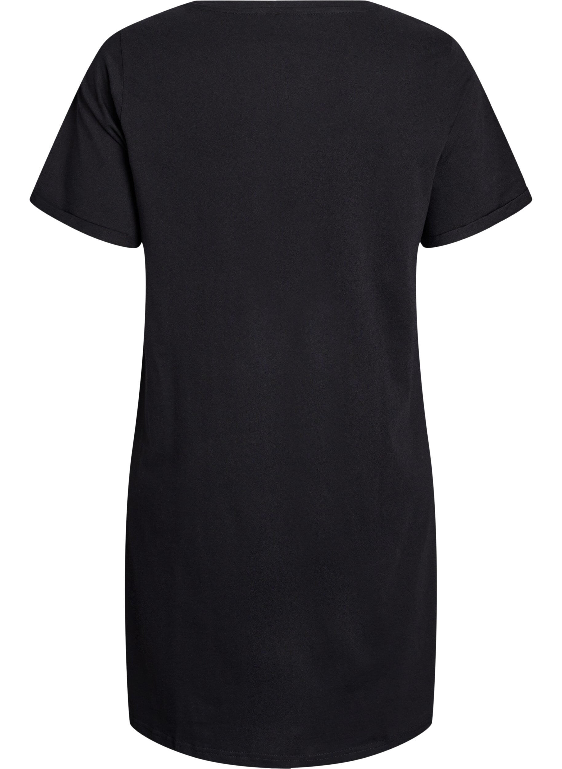 Zizzifashion Short-sleeved nightgown in organic cotton, Black, Packshot image number 1