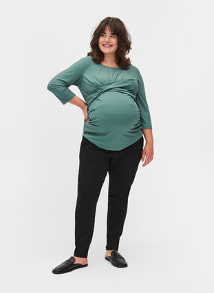 Maternity blouse with 3/4 sleeves, Silver Pine, Model image number 2