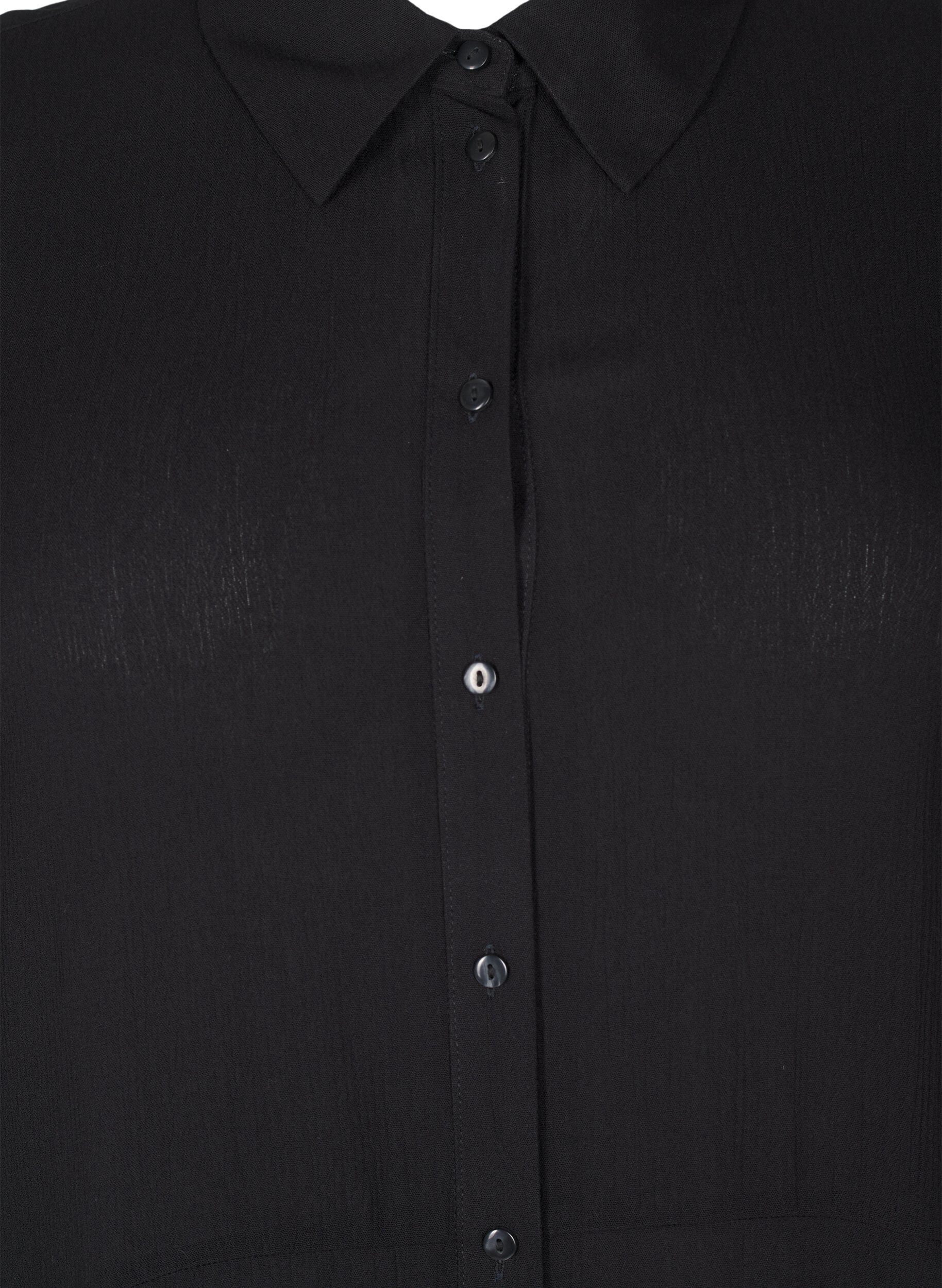 ZizzifashionMidi shirt dress with short sleeves, Black, Packshot image number 2