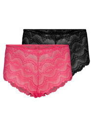 2 pack hipster panties in lace quality, Love Potion/Black, Packshot