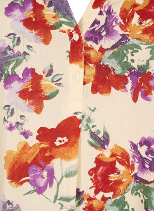 Floral viscose blouse with short sleeves, Buttercream Vintage, Packshot image number 2